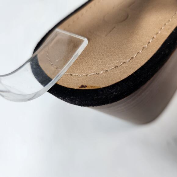 Loft Faux Suede Block Heels Sandal Adjustable Ankle Strap Black Size 7 M - Picture 8 of 12